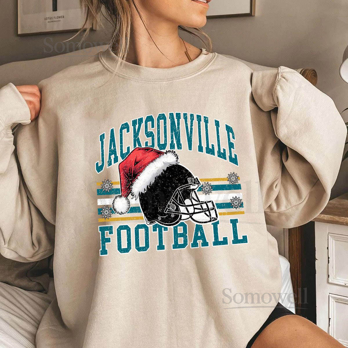 Jacksonville Football Christmas Sweatshirt Holiday Game Day Crewneck Xmas Fan T-Shirt _583