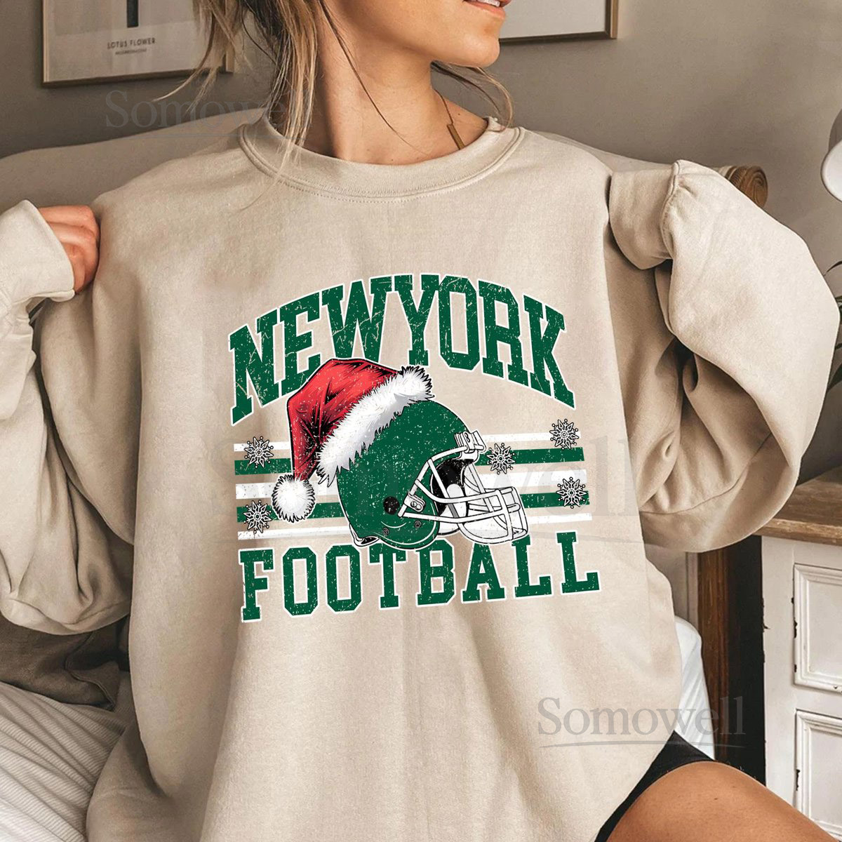 New York Football Christmas Sweatshirt Holiday Game Day Crewneck Xmas Fan Tee Hoodie_362
