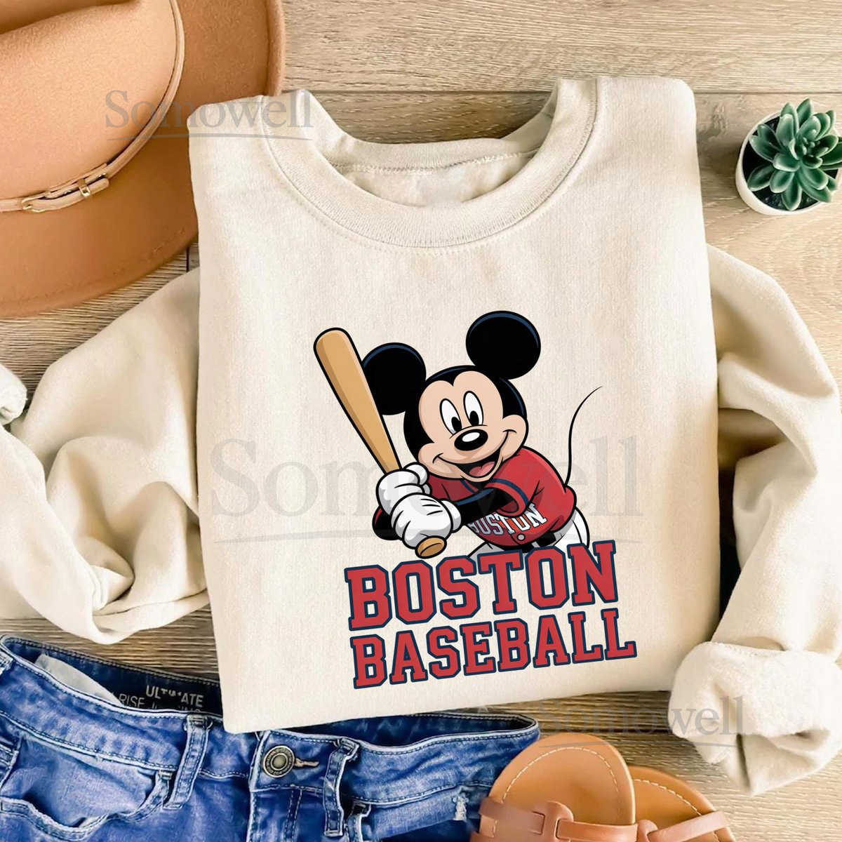 Boston Baseball Crewneck Sweatshirt Christmas Gift Idea Vintage Fan Wear Game Day Gear Festive Sports Jumper_149