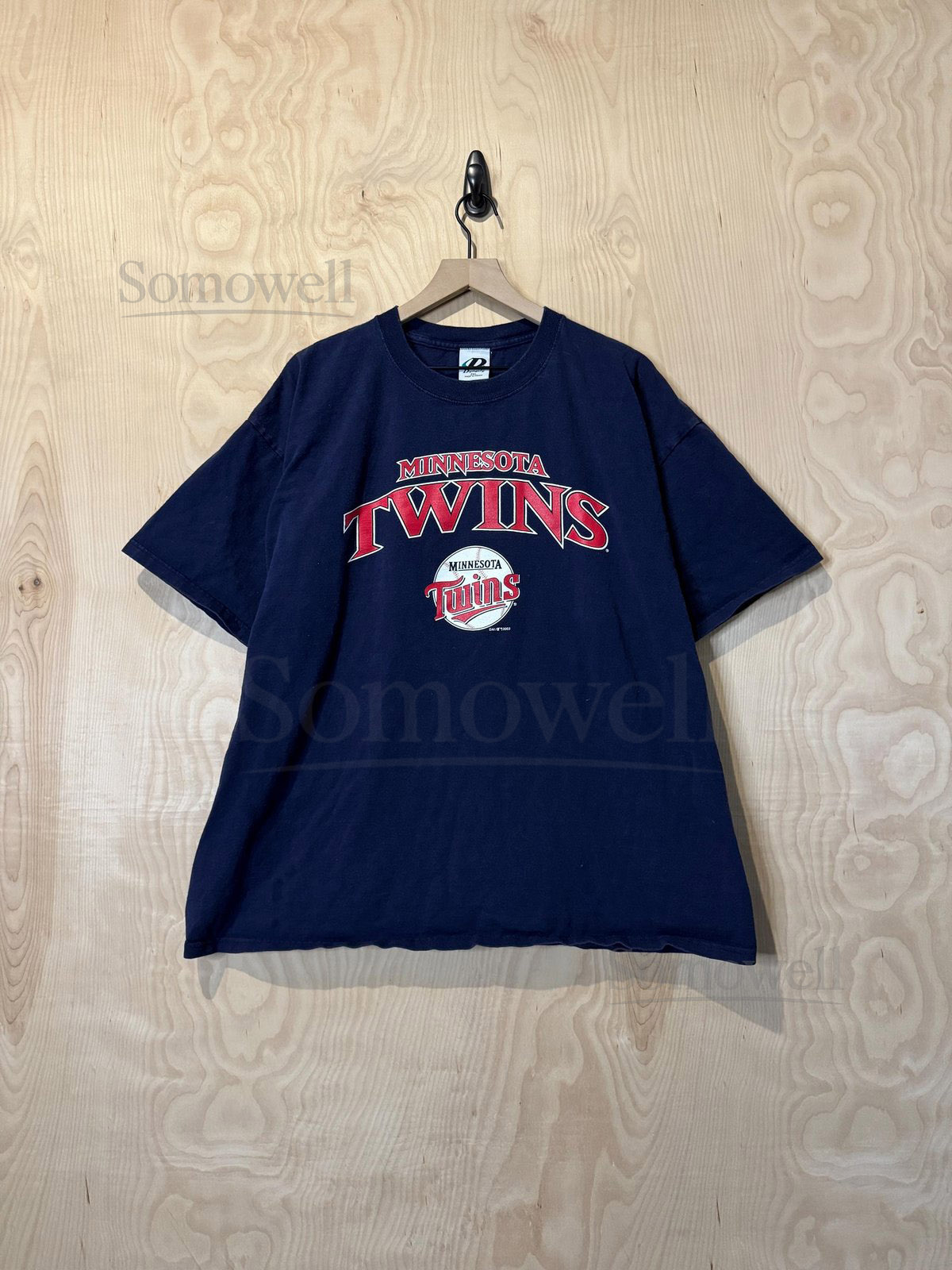 Vintage Minnesota Twins Graphic Navy Blue T Shirt size XXL_916