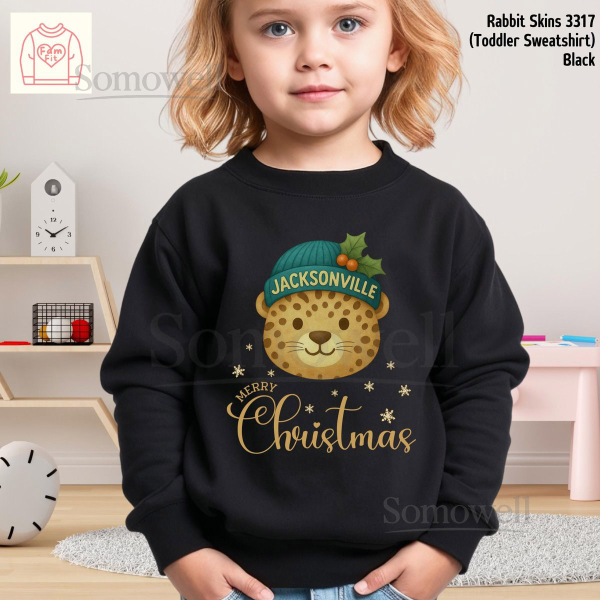 Jacksonville Jaguar Toddler Christmas Sweatshirt Gingerbread Jaguar Cookie Holiday Fan Gift for Kids FamfitC_640