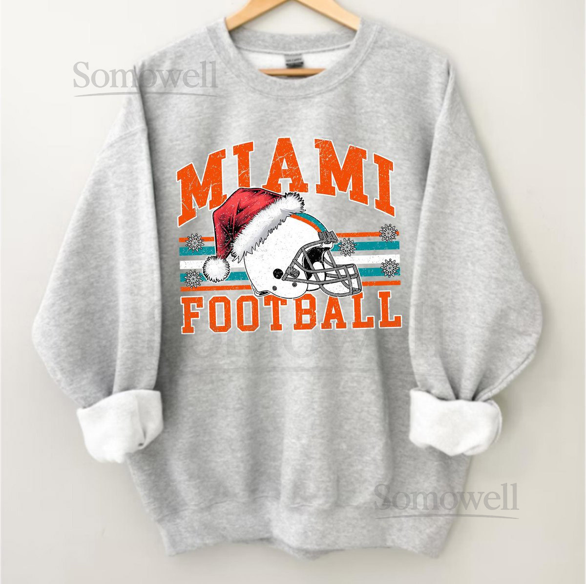Miami Football Christmas Sweatshirt Santa Hat Football Tee_438