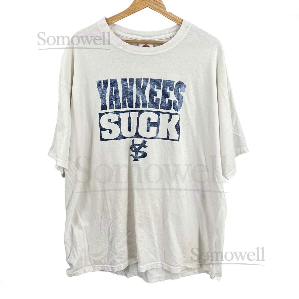 Vintage Yankees Suck T-Shirt Jerzees XL White Red Sox Fan Holes Grunge_718