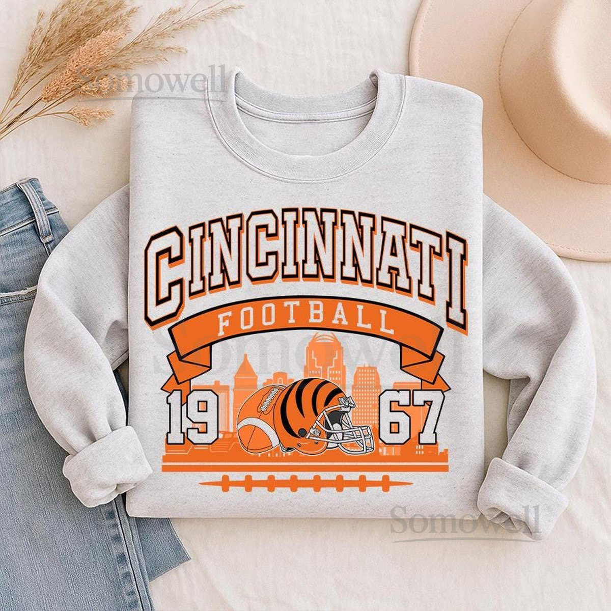 Vintage Cincinnati Football Sweatshirt Retro NFL Crewneck Unisex Game Day Pullover Bengal Team Fan Gift 1967 Established Shirt_1088
