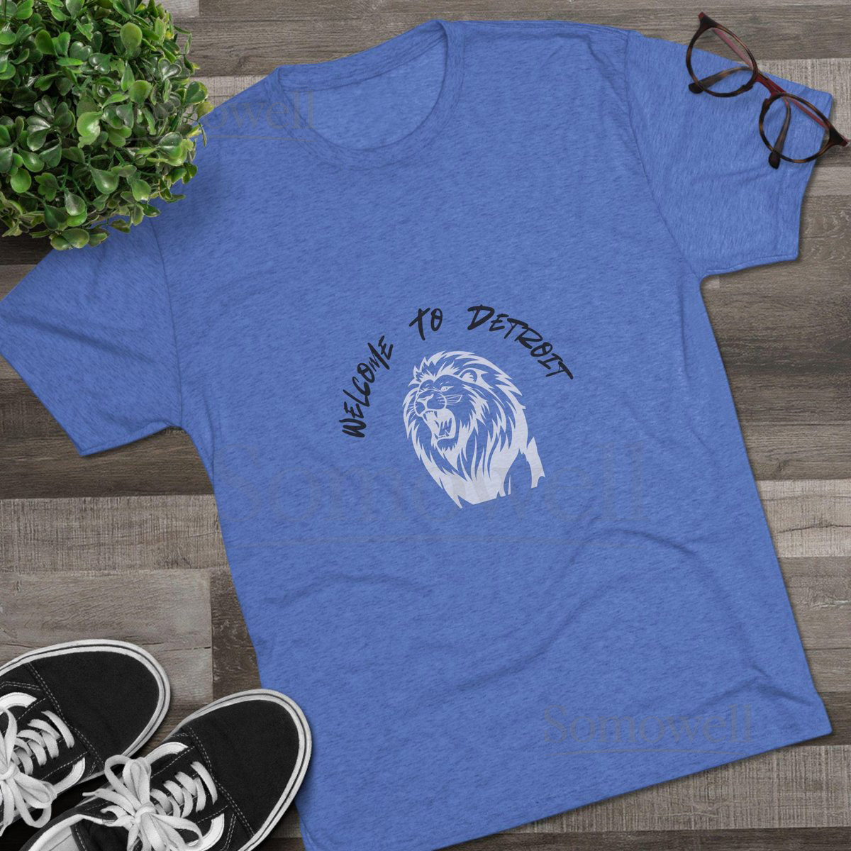 Welcome to Detroit Triblend Crew Neck Tee Lions Head Football T-shirt_764