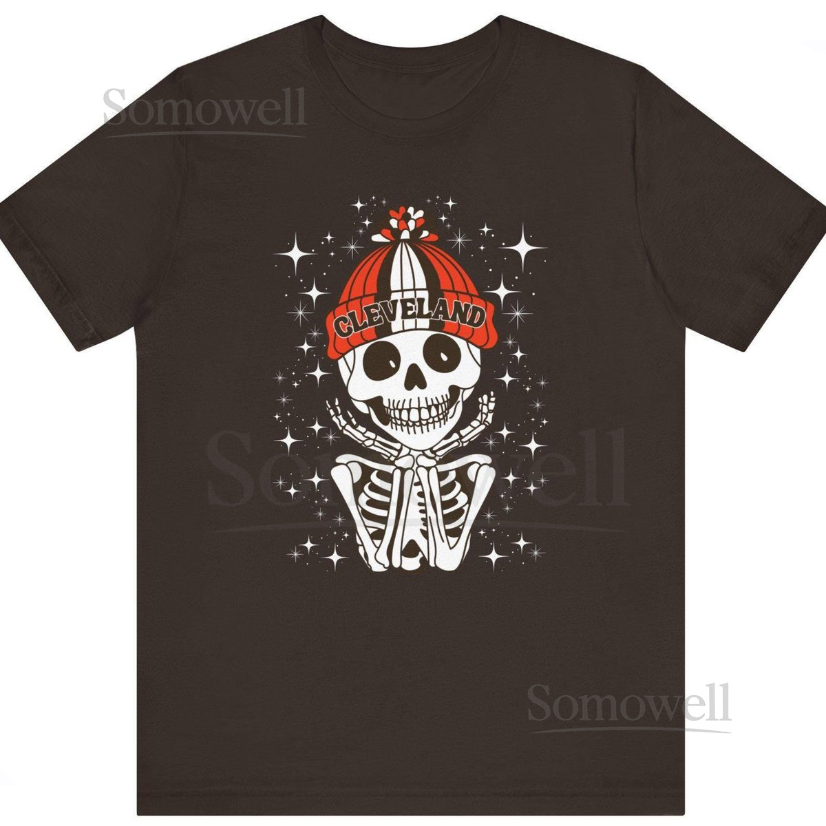 Cleveland Football Fan T-Shirt Skeleton Graphic Tee_292
