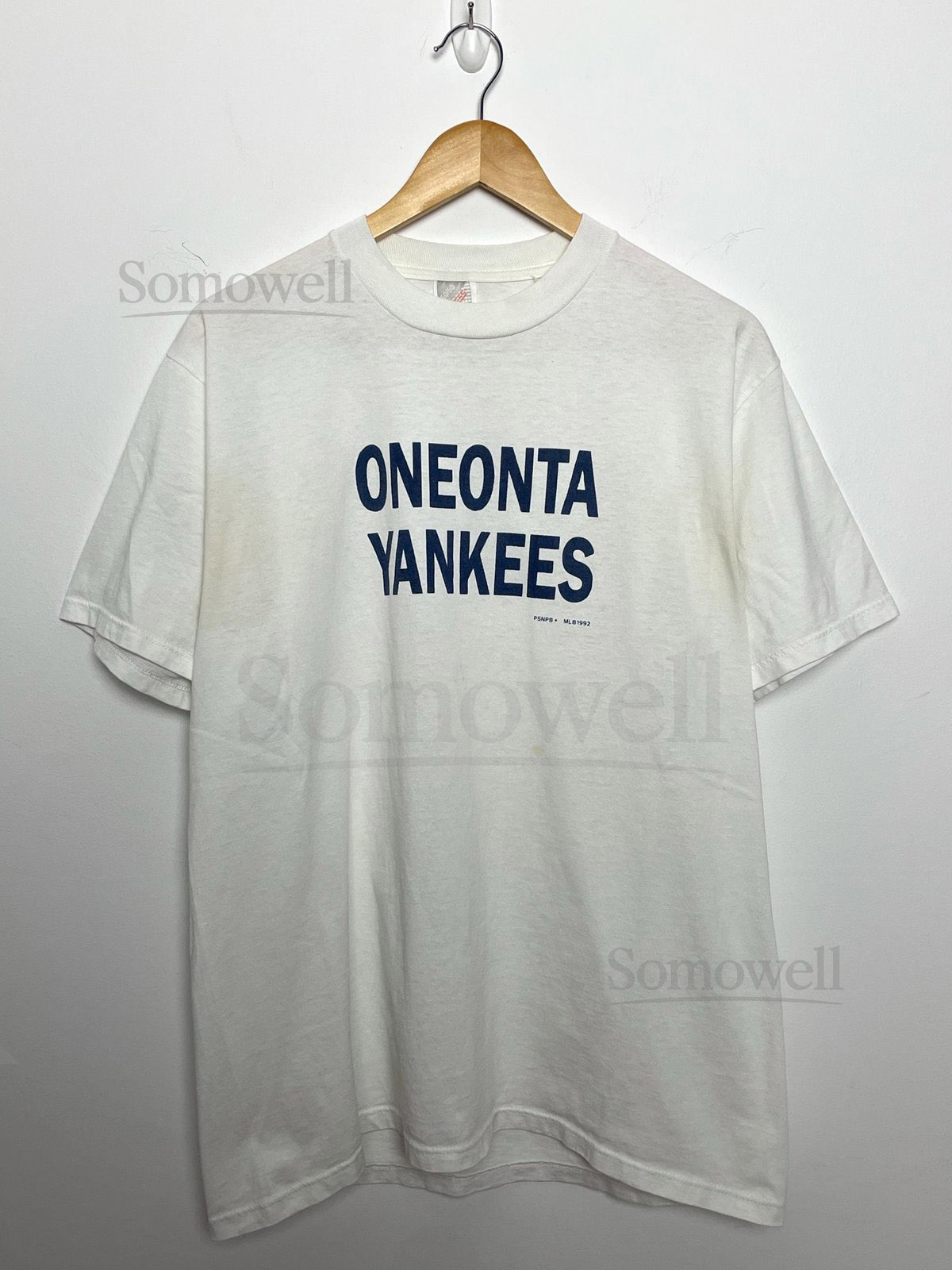Vintage 1992 Oneonta New York Yankees Minor League Baseball Spell Out Graphic Tee Shirt size adult Large_395