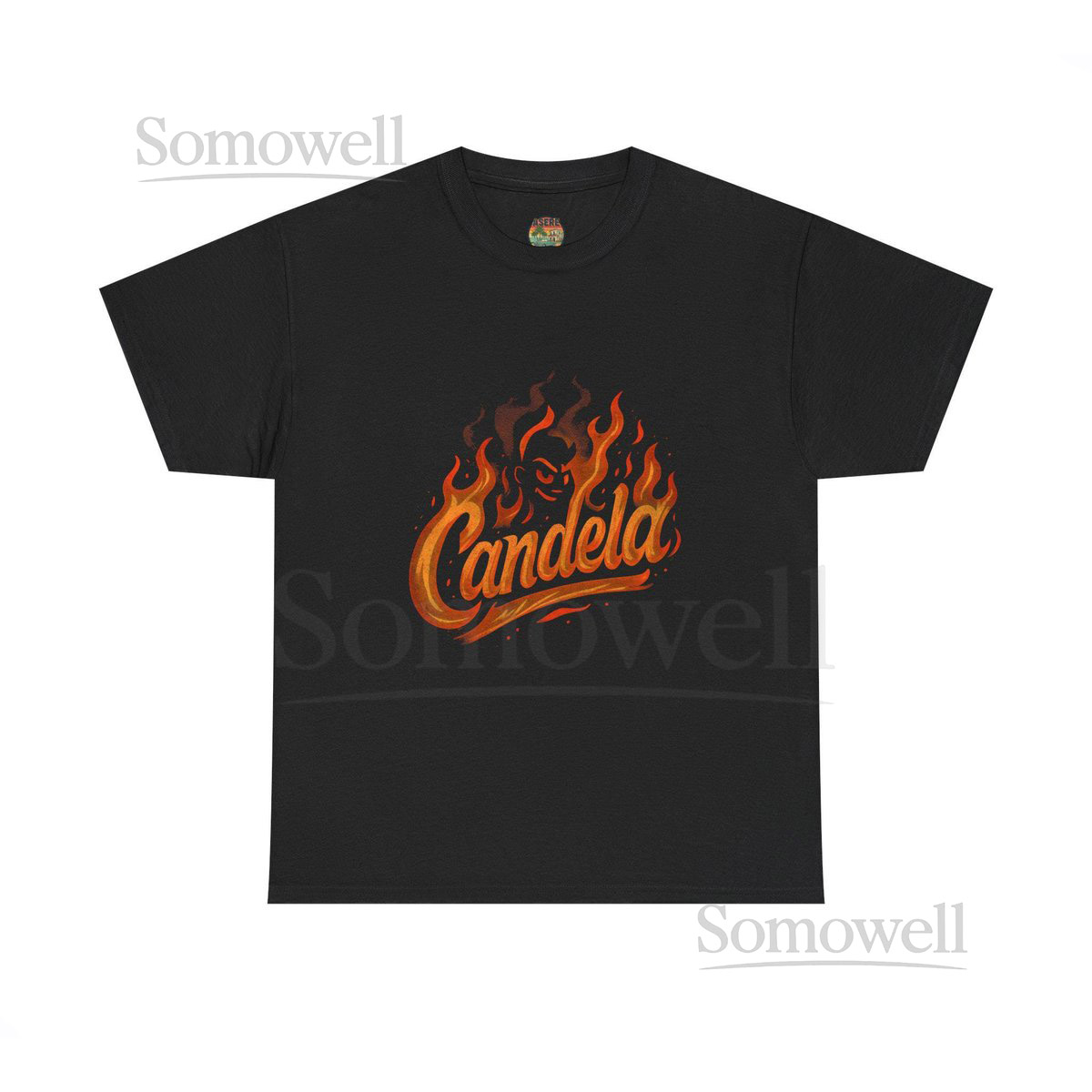 Candela Flame Script Tee Retro Fire Typography Orange Flames_78