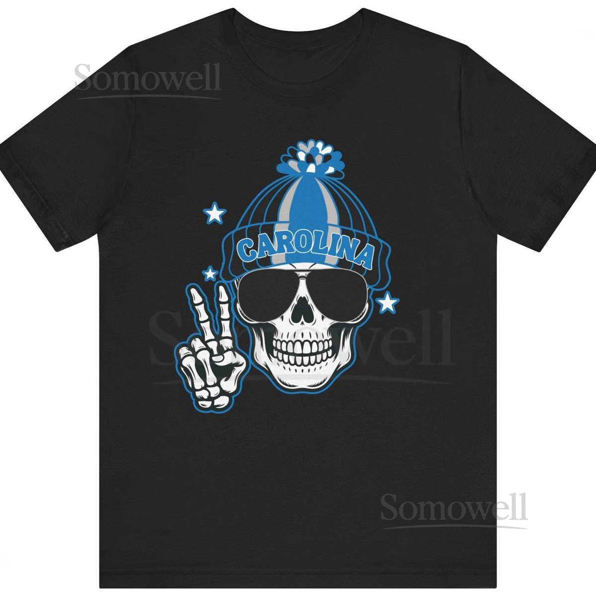 Carolina Football Fan T-Shirt Trendy Skeleton Graphic Tee_326