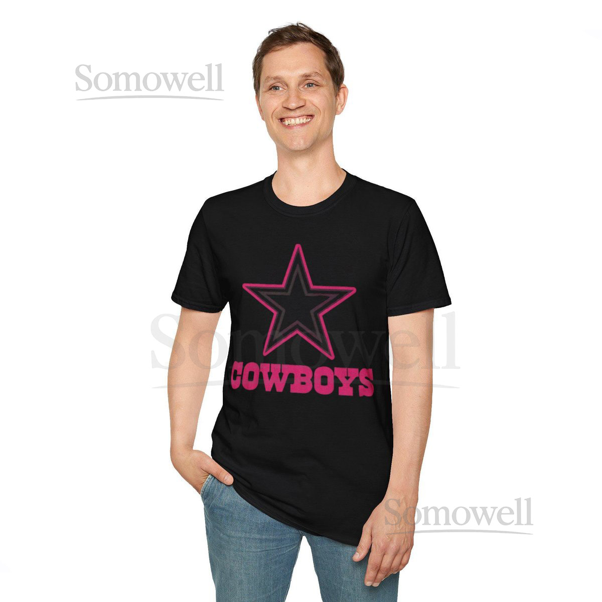 Pink Star Dallas Cowboys T-Shirt Retro Athletic Lettering_428