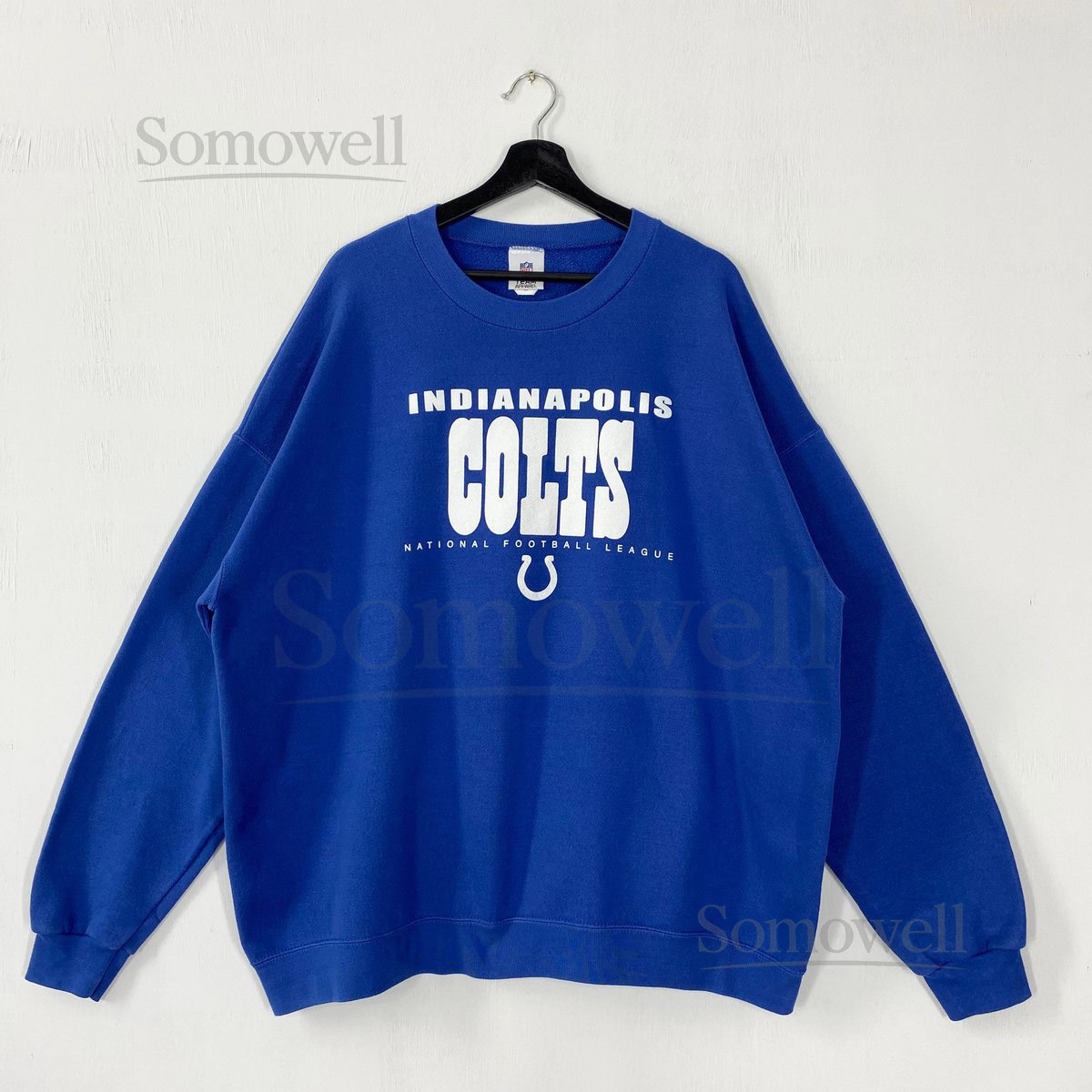 Vintage Indianapolis Colts Sweatshirt Crewneck Pullover Sportswear NFL Colts Football Print Logo Blue X_988