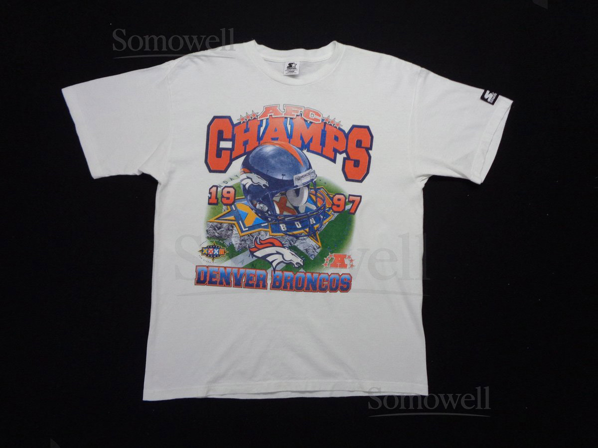 Denver Broncos Shirt Vintage Denver Broncos T Shirt 90s Denver Broncos 1997 AFC Champs Super Starter USA Tee T Shirt Size L_314