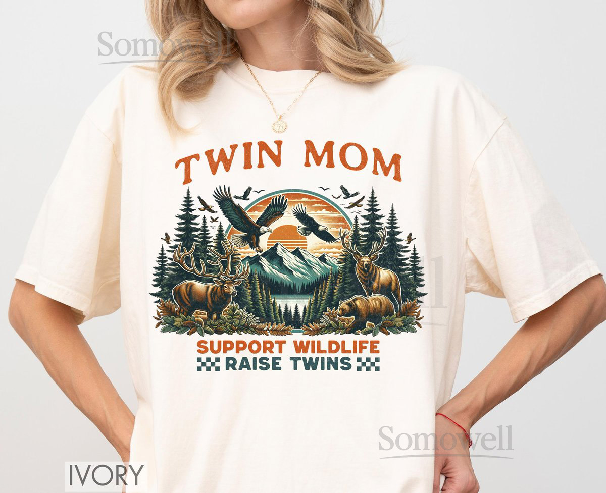 Support Wildlife Raise Twins Shirt Twin Mom Shirt Mother's Day Gift Camping Shirt For Women Mom Hiking Shirt Mountain Mama Twin Mama_778
