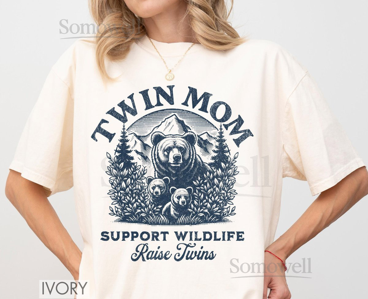 Support Wildlife Raise Twins Shirt Twin Mom Shirt Mother's Day Gift Camping Shirt For Women Mom Hiking Shirt Mountain Mama Twin Mama_779