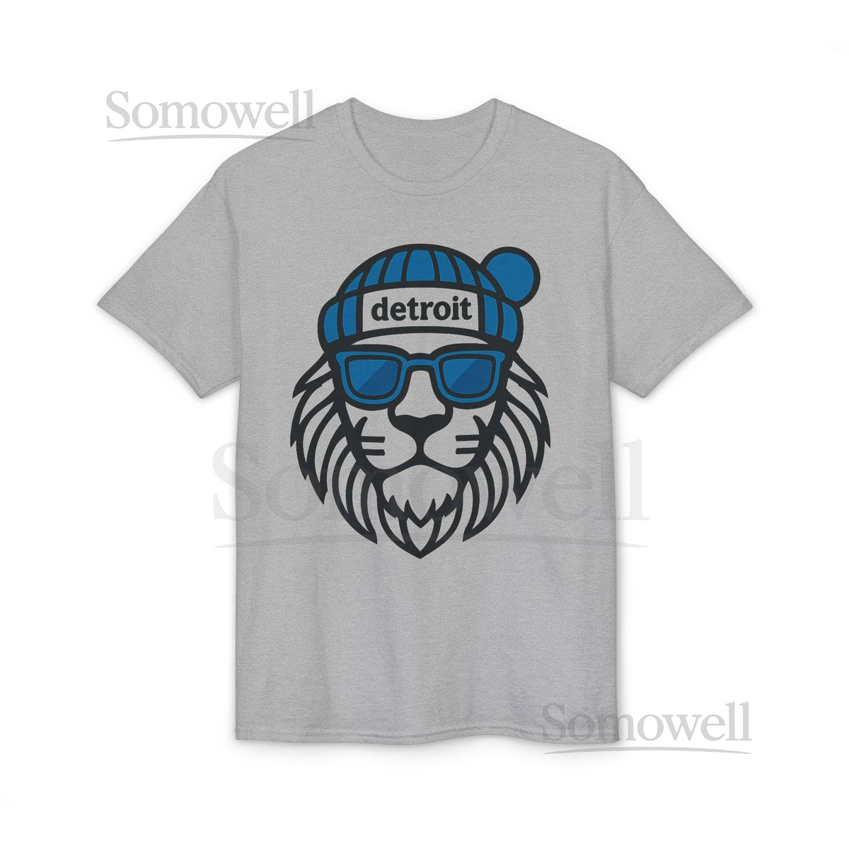 Detroit Lion Head With Beanie Sunglasses T-Shirt_185