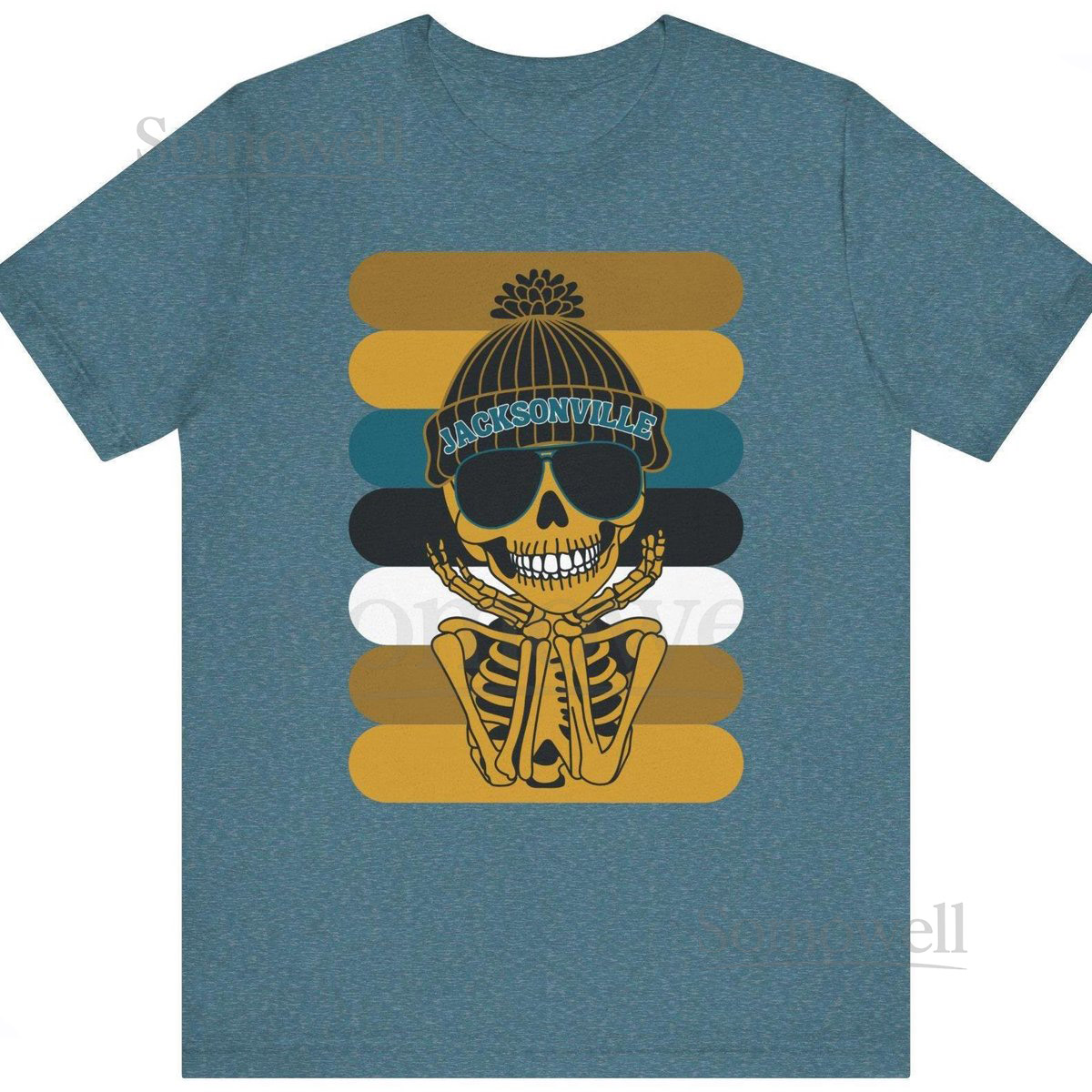 Jacksonville T-Shirt Trendy Football Fan Skeleton Graph_692