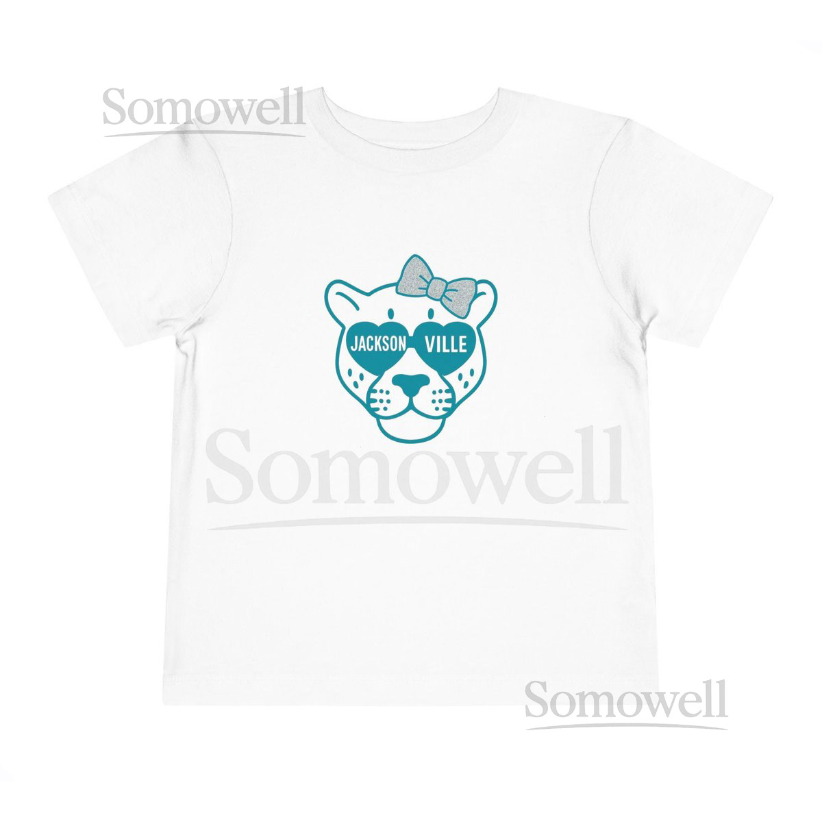 Jacksonville Jaguars Toddler Tee Teal Jaguar with Heart Glasses_670