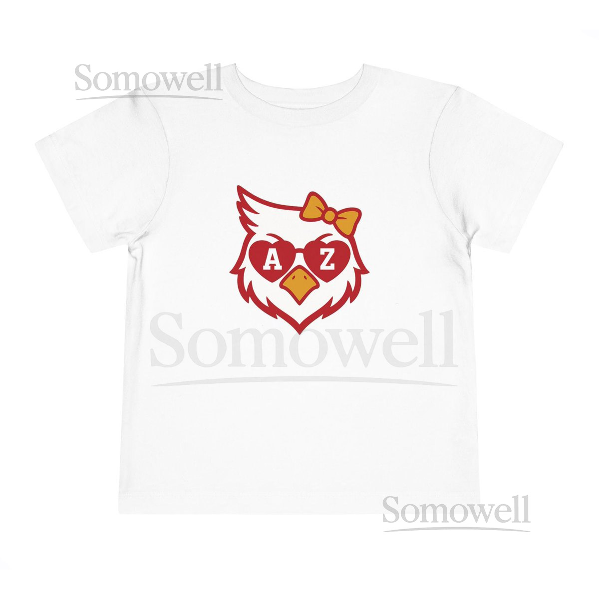 Arizona Cardinals toddler tee in sizes 2T 3T 4T 5T with cute red cardinal and AZ heart glasses - perfect gift for young NFL football fans_48