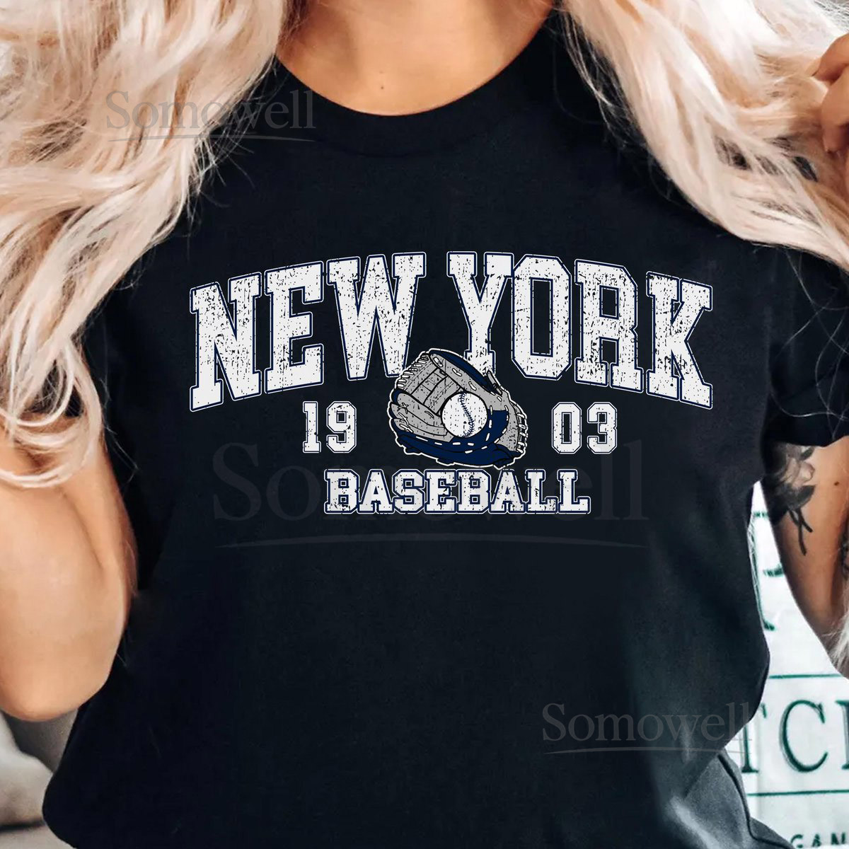 New York Baseball Gloves and Ball Vintage T-Shirt Retro Baseball Sweatshirt Classic Game Day Hoodie Gift_33