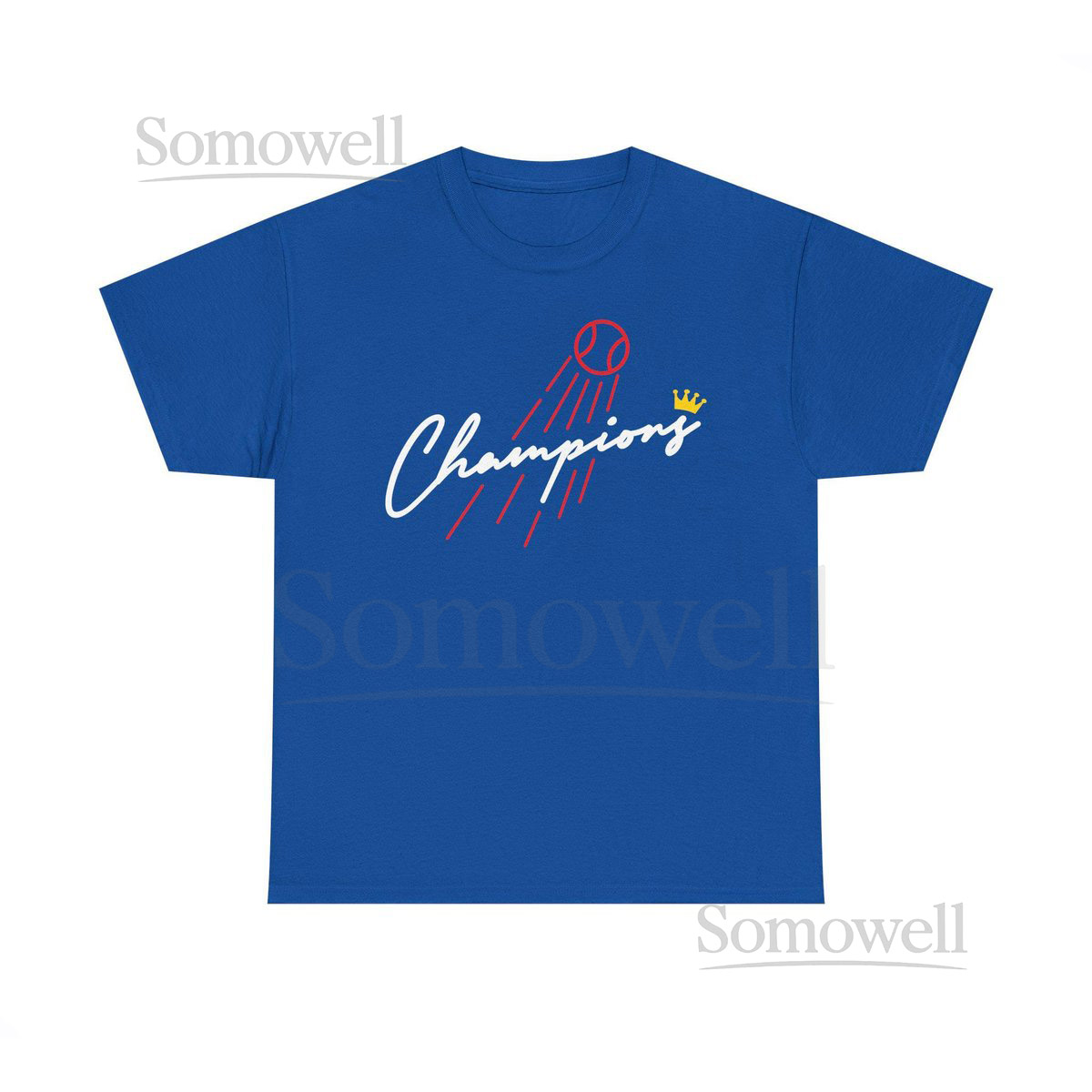 Dodgers World Series Champions Shirt Royal Blue Baseball Tee LA Victory Script Crown Design Retro Fan T-Shirt Gift for Dodgers Fans_123