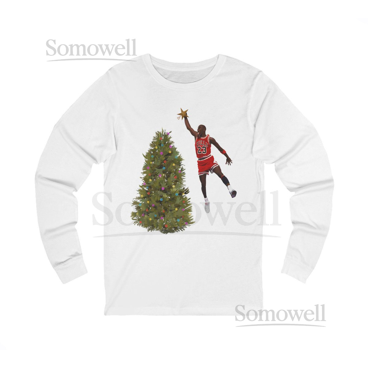 Michael Jordan Christmas Tree Long Sleeve Tee_628