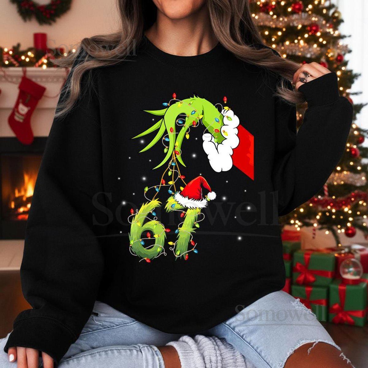 6 7 Christmas Shirt Six Seven Meme Family Christmas Shirt Funny 6-7 Xmas Shirt Santa Hat 67 Matching Holiday Tee Gen Z Gen Alpha Humor_10