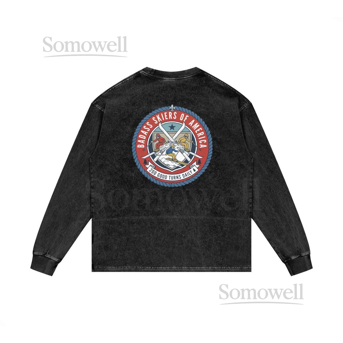 Badass Skiers of America Acid Wash Oversize heavyweight Long Sleeve T-Shirt unisex_38
