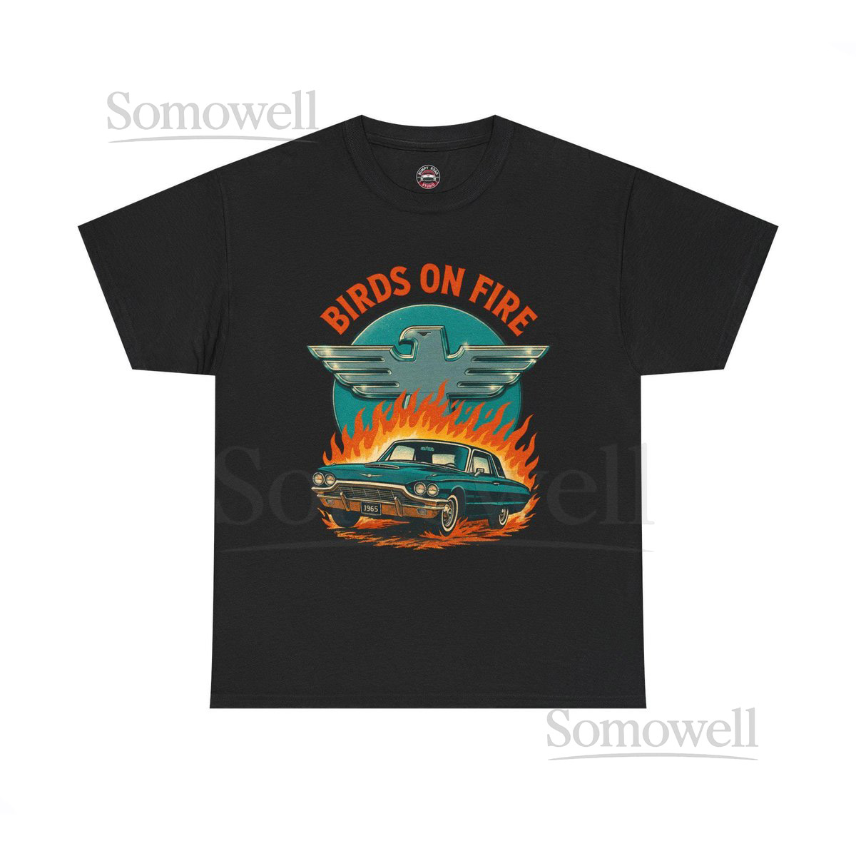 Birds on Fire Muscle Car Tee Flaming Classic Car Graphic_29