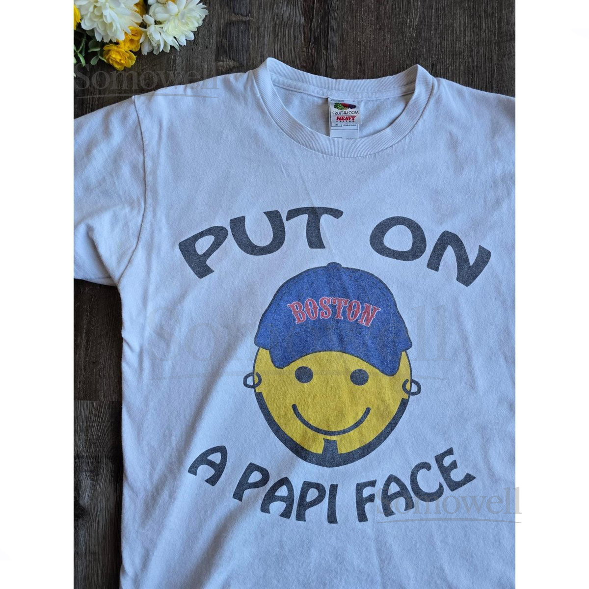 Vintage Boston Red Sox David Ortiz Papi Face Fruit of Loom Cotton TShirt Tee Med_665