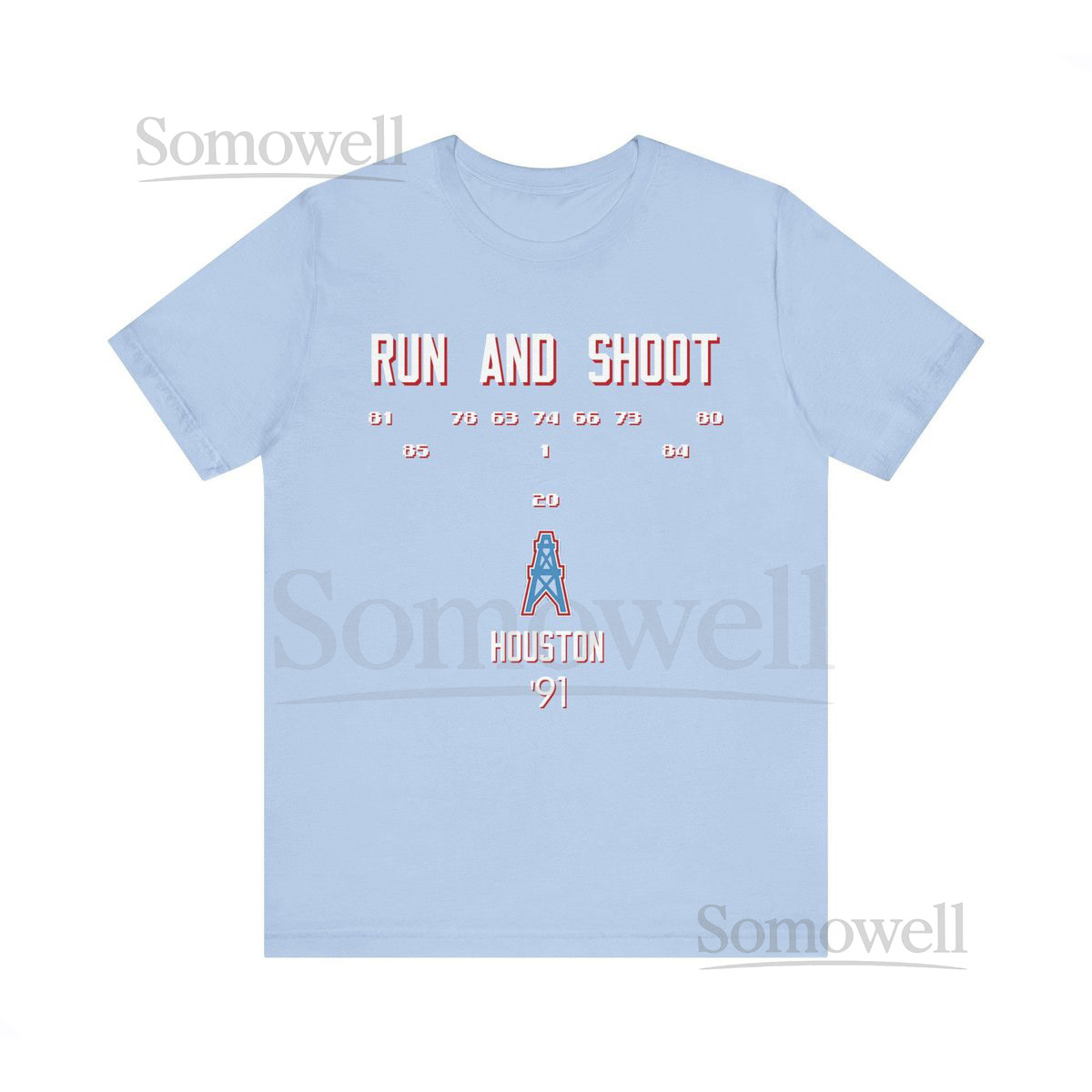Run and Shoot Houston Oilers '91 Starting Player Numbers Tee Sports Fan Gift Game Day Shirt Vintage Football_371