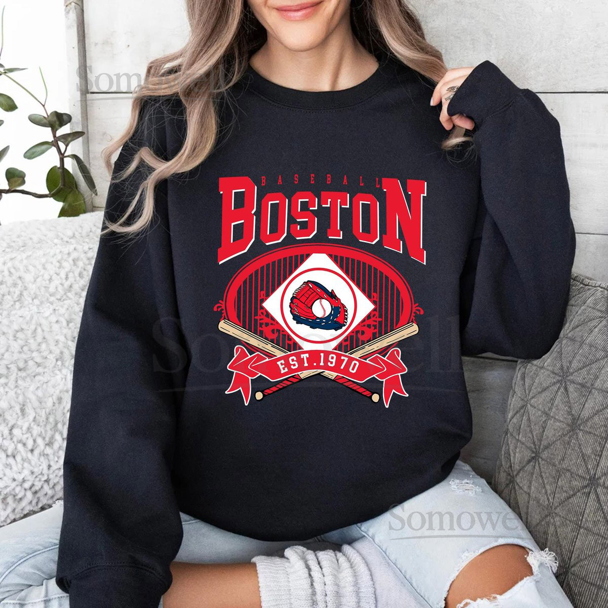 Boston Baseball Gloves Balls Hoodie Vintage Game Day T-Shirt Crewneck Sweatshirt Retro Sports Fan Gift_150