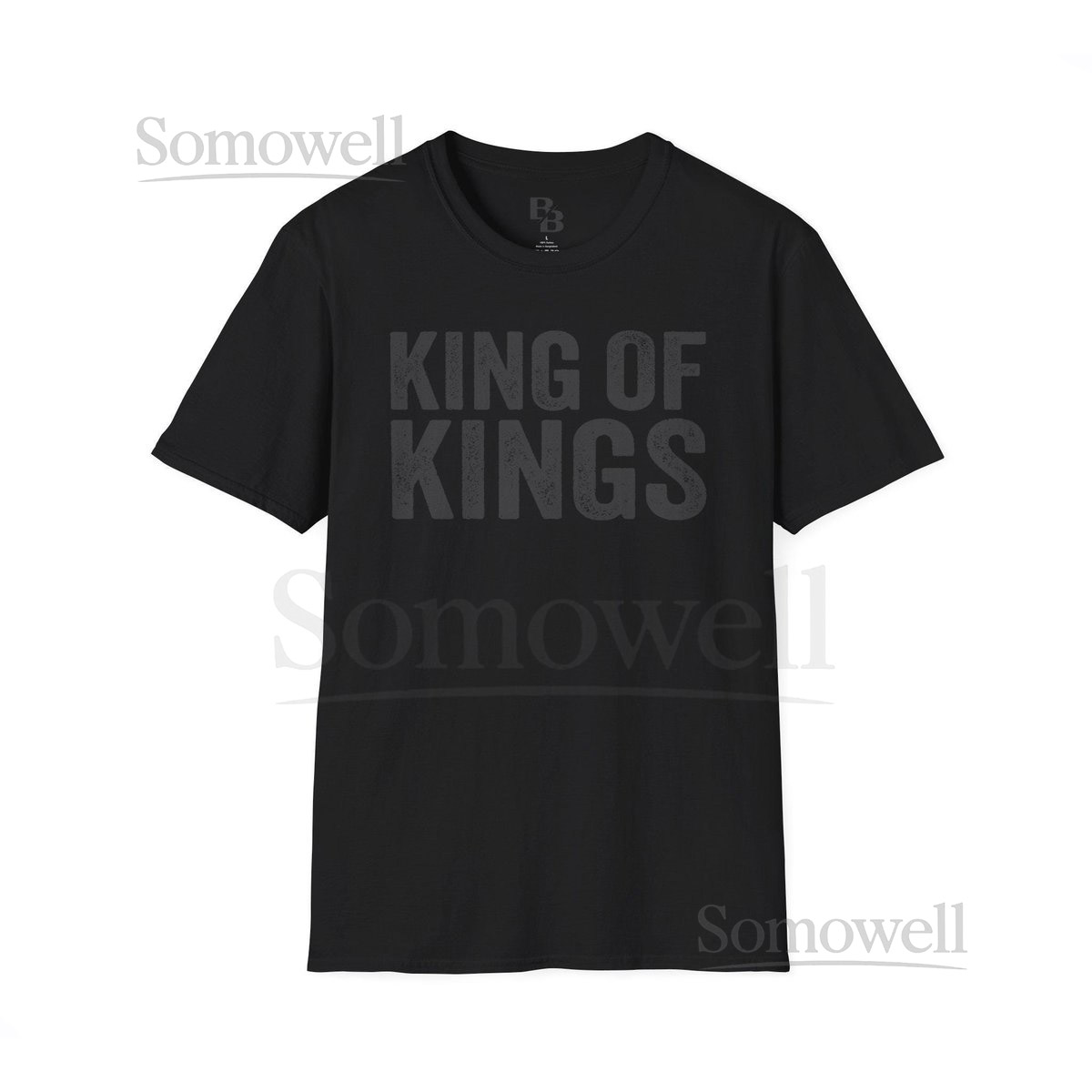 King of Kings T-Shirt Religious Scripture Typography Black Crew Tee_226