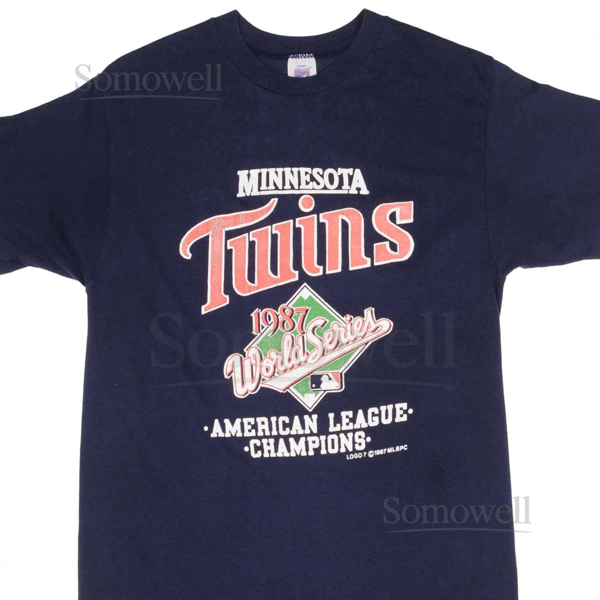 Vintage mlb minnesota twins world champions 1987 tee shirt sze small made in usa_933