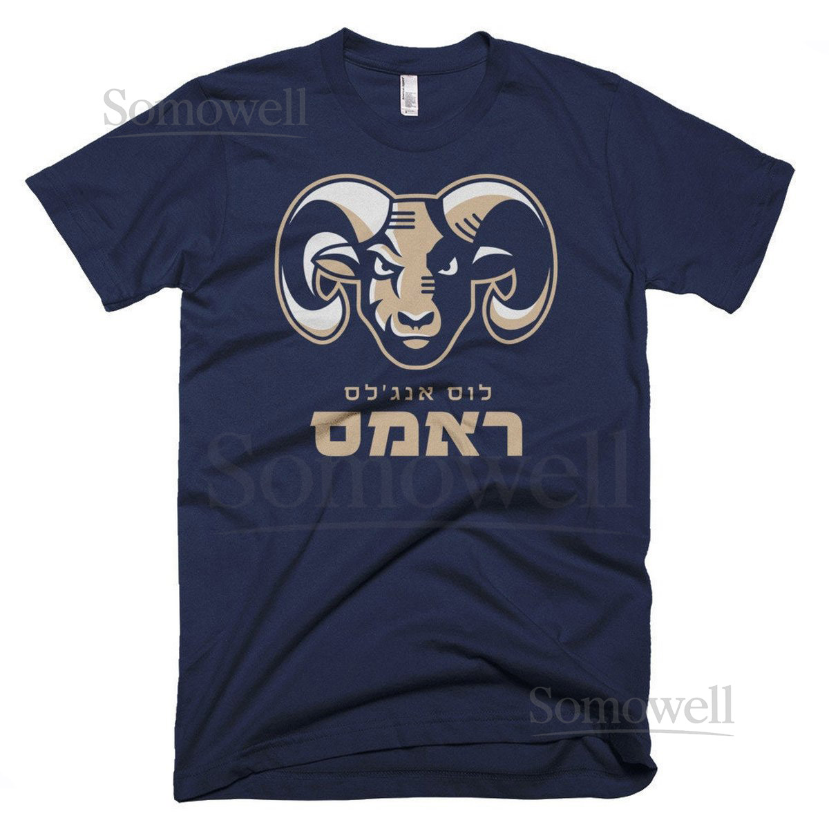 Los Angeles Rams Stare Down Hebrew T-Shirt - Jewish Football inspired tee original design apparel_591