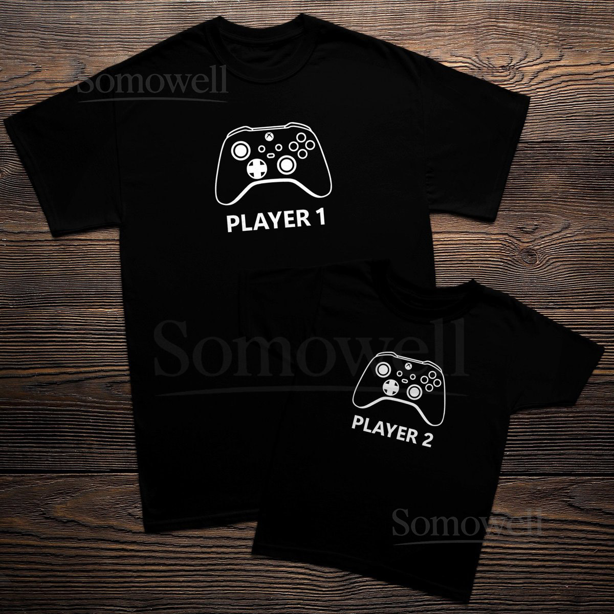 Matching Player 1Player 2 Gamer Shirts Dad and Baby Set_557