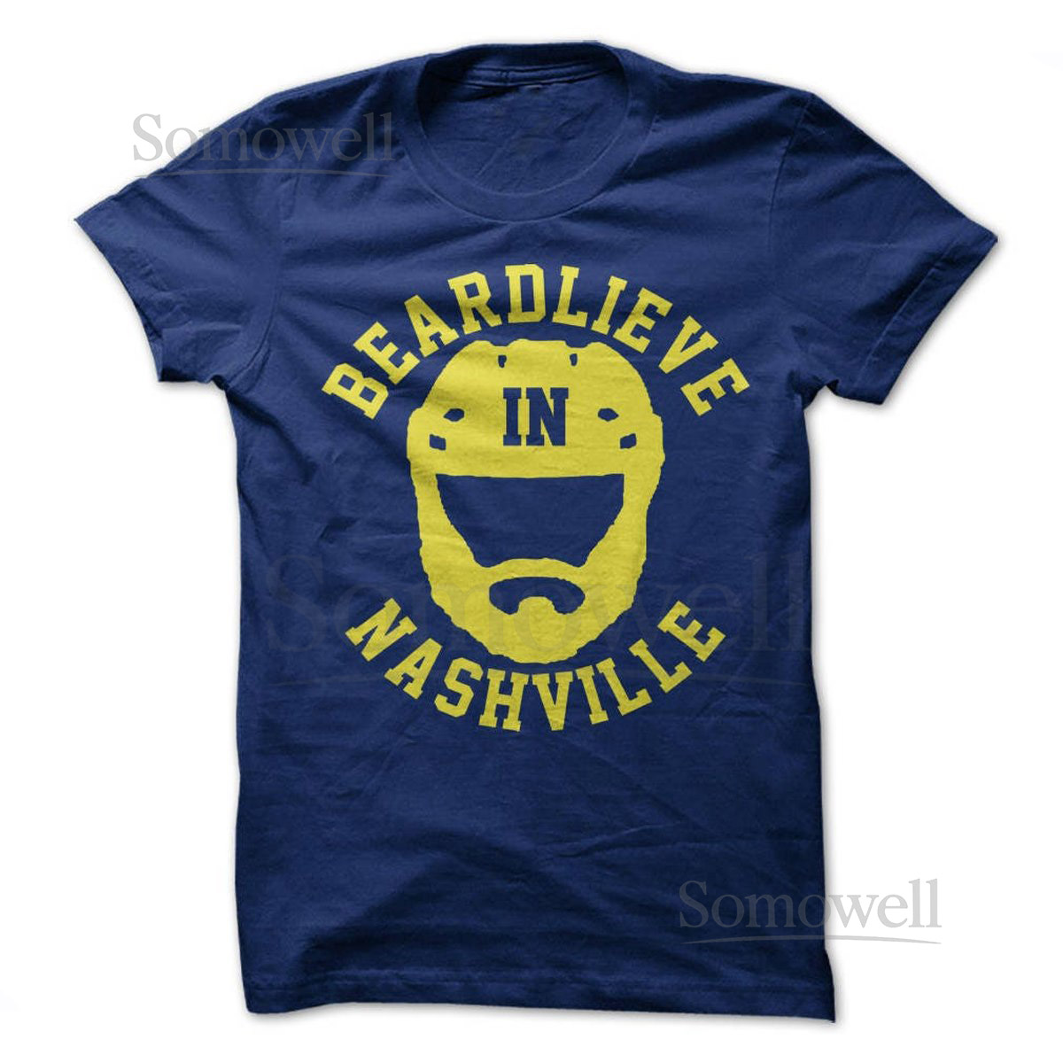 Beardlieve in Nashville T-Shirt Design - Navy Shirt with Gold Print_41