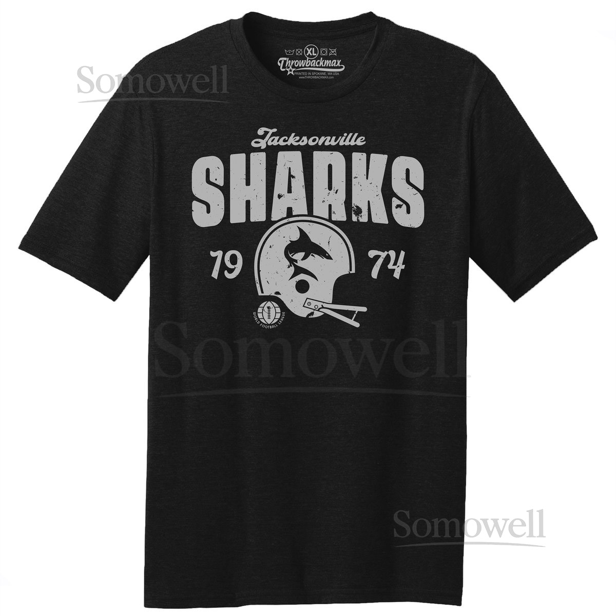 Jacksonville Sharks 1974 Tee WFL Football Tri-Blen_680