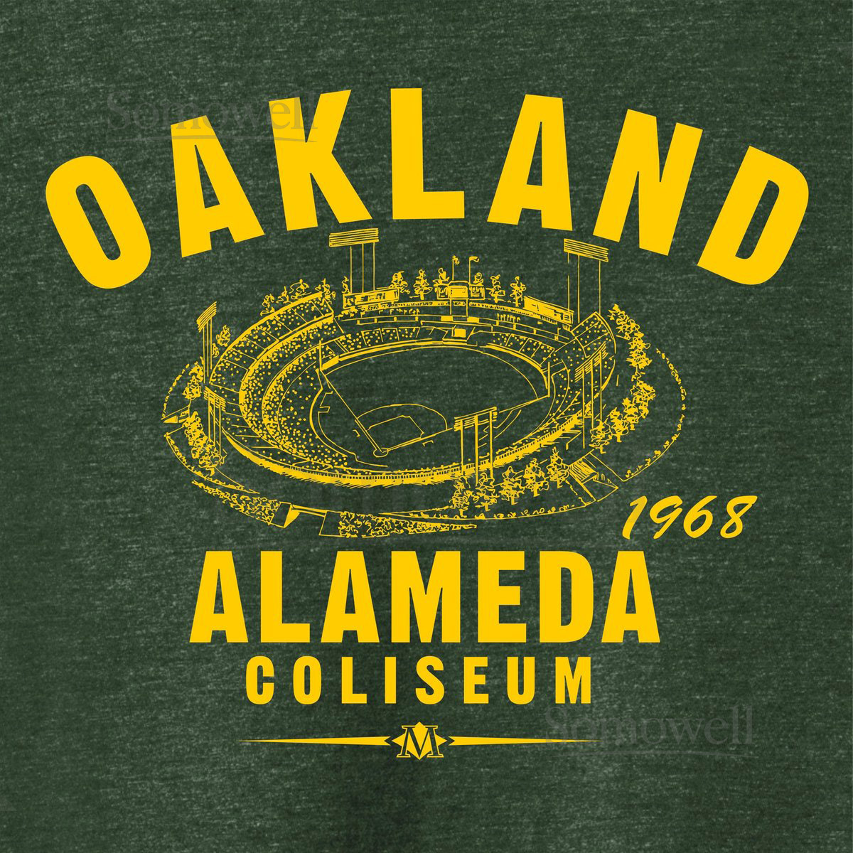Oakland A's 1968 Baseball Stadium Tri-Blend Tee - Green Heather_56