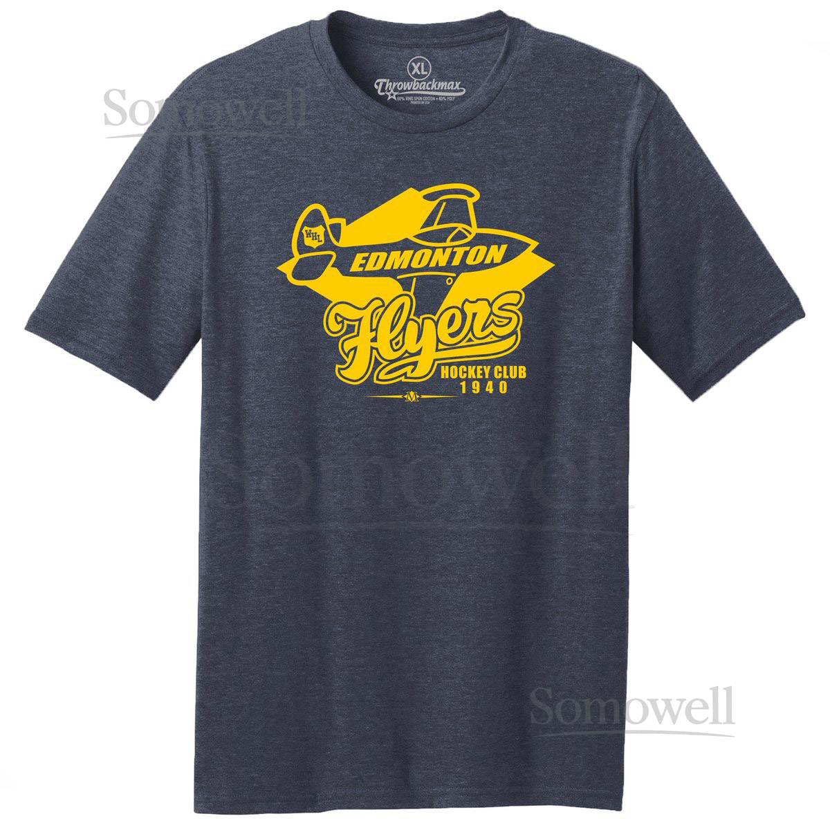 Edmonton Flyers 1940 Hockey Tee Navy Heather Tri-Blend_131