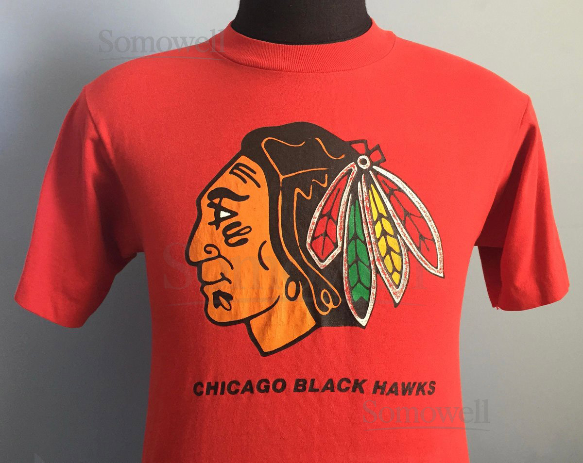 80s Vintage Chicago Black Hawks Blackhawks nhl hockey T-Shirt - SMALL_7