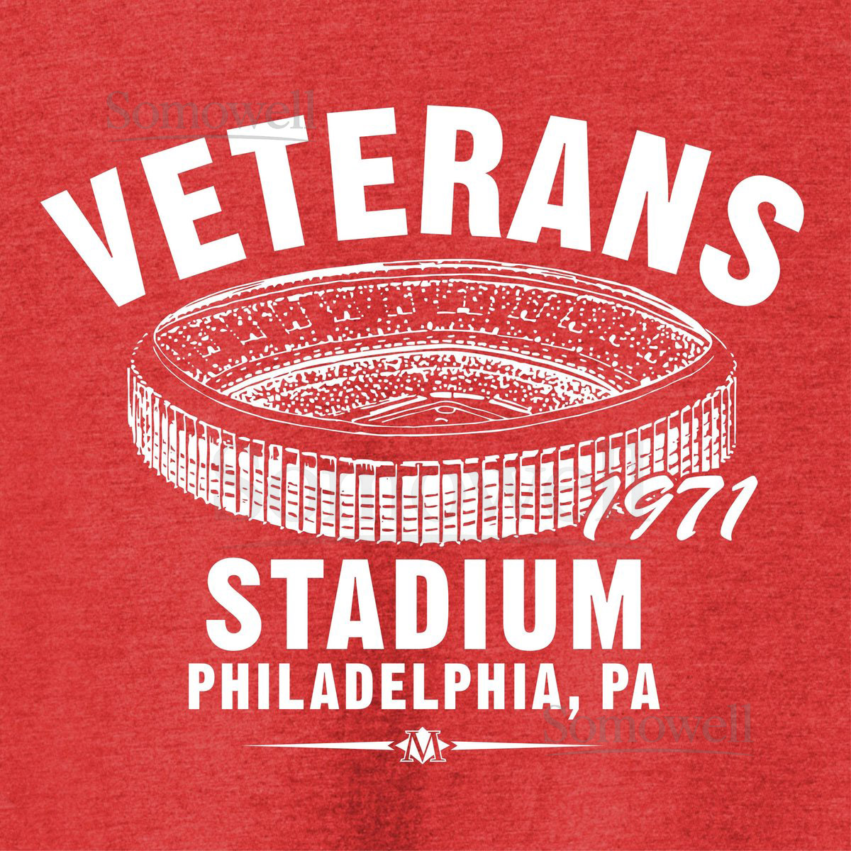 Veterans Stadium 1971 T-Shirt Philadelphia Phillies Baseball Red Heather Tri-Blend_377