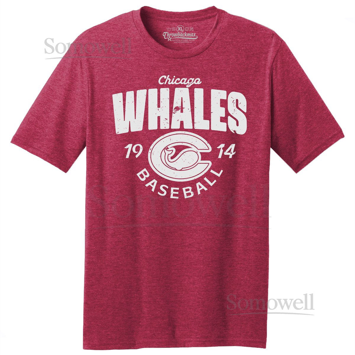Chicago Whales 1914 Baseball Tri-Blend Tee Red Heather_236