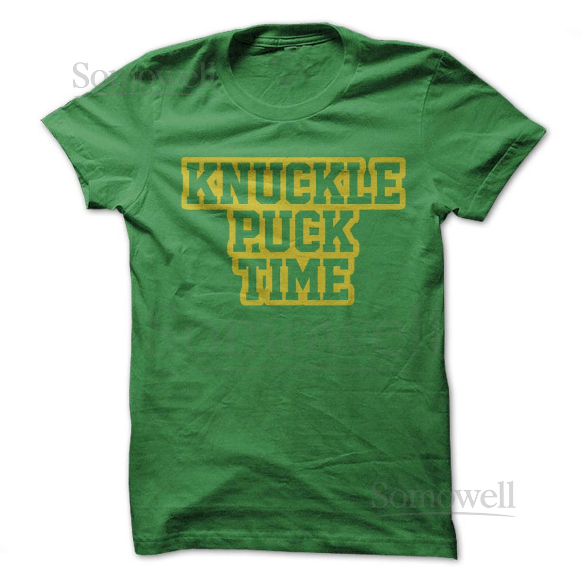 Knuckle Puck Time T-Shirt Design - Green T-shirt with Gold Print_250