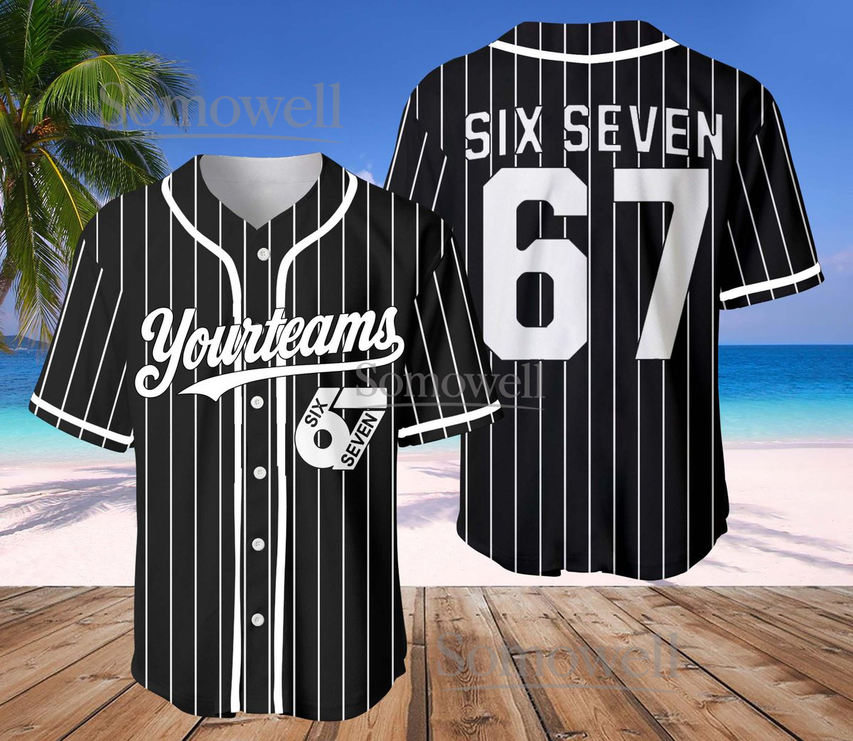 Custom 67 Baseball Jersey Black Pinstripe Edition Available in Multiple Colors