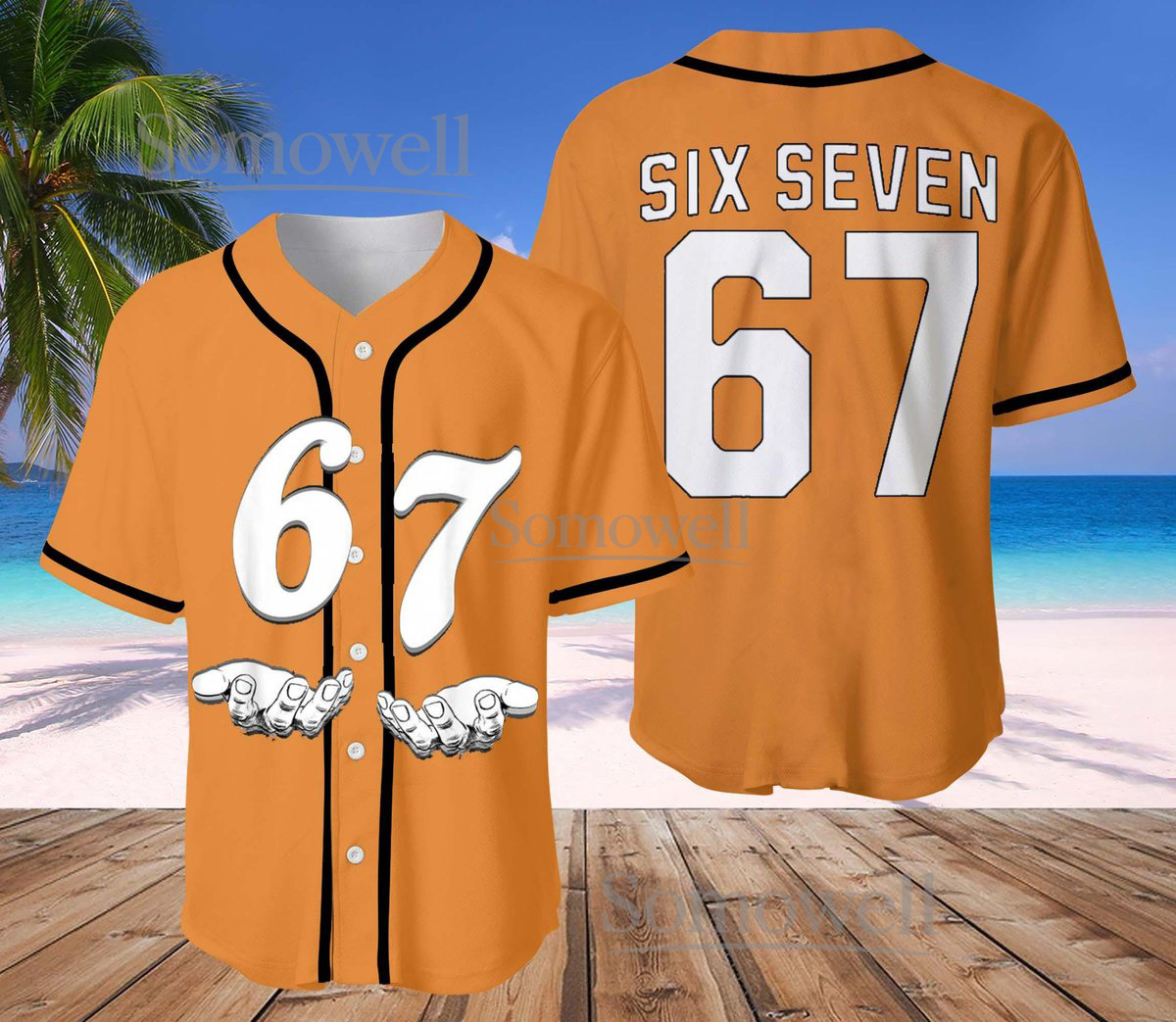 Six Seven Baseball Jersey Orange Classic Edition Available in Multiple Colors