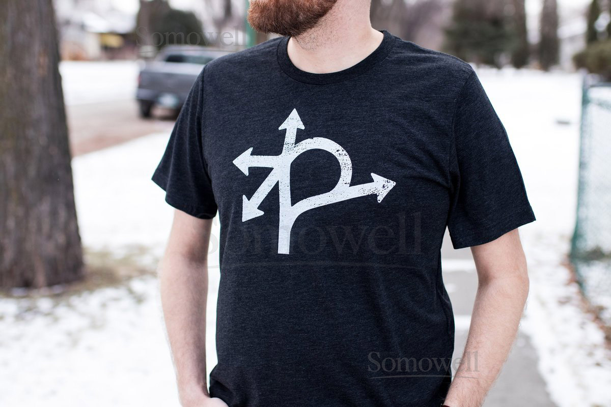 Confusion Corner Shirt Unisex Charcoal Dark Grey Screen Printed in Winnipeg_117