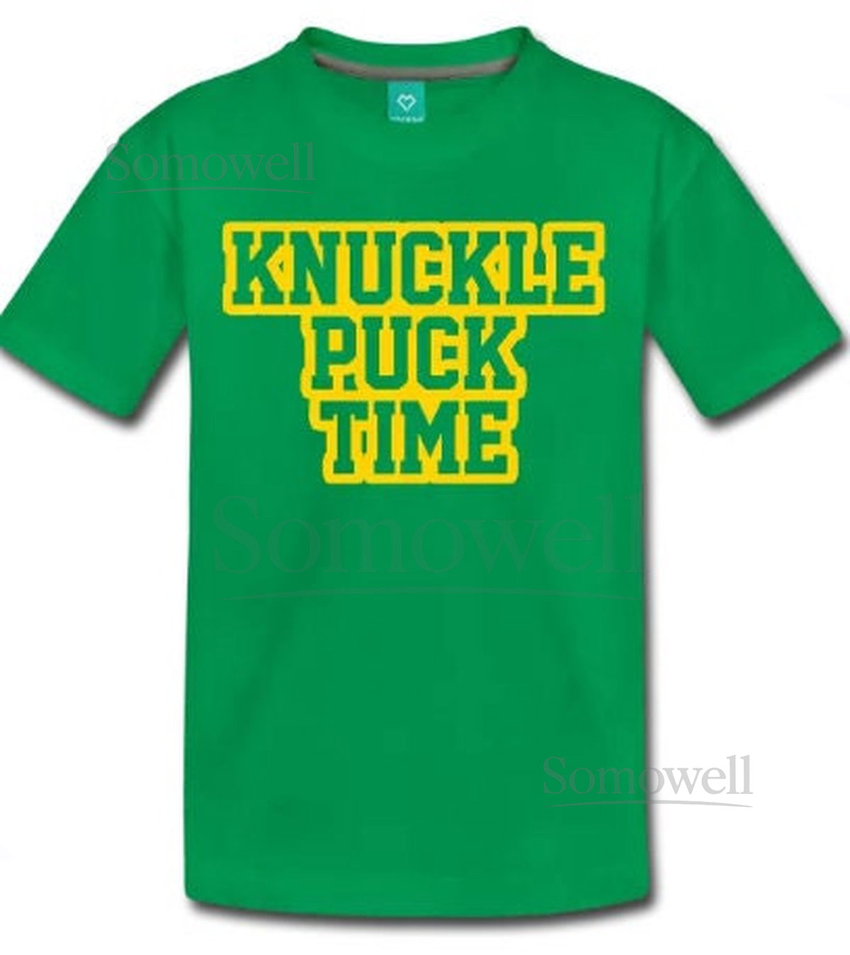 Knuckle Puck Time Children's T-Shirt Design - Green Shirt with Gold Print_249