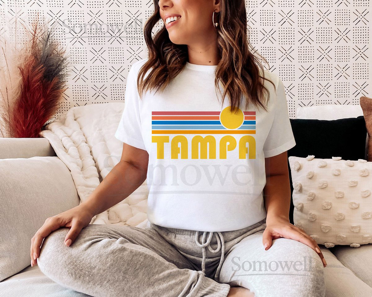 Tampa Florida T-Shirt Retro Sunset Adult Unisex Tampa T Shirt - Personalization Available_214