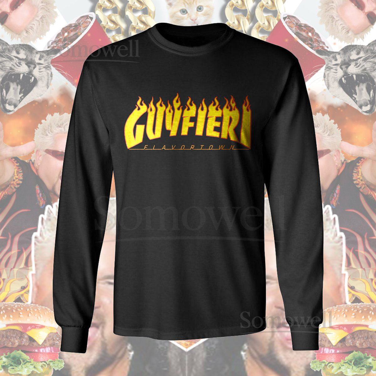 Guy Fieri quotSkaterquot Flavortown Long Sleeve T-Shirt Black Navy White Grey_183