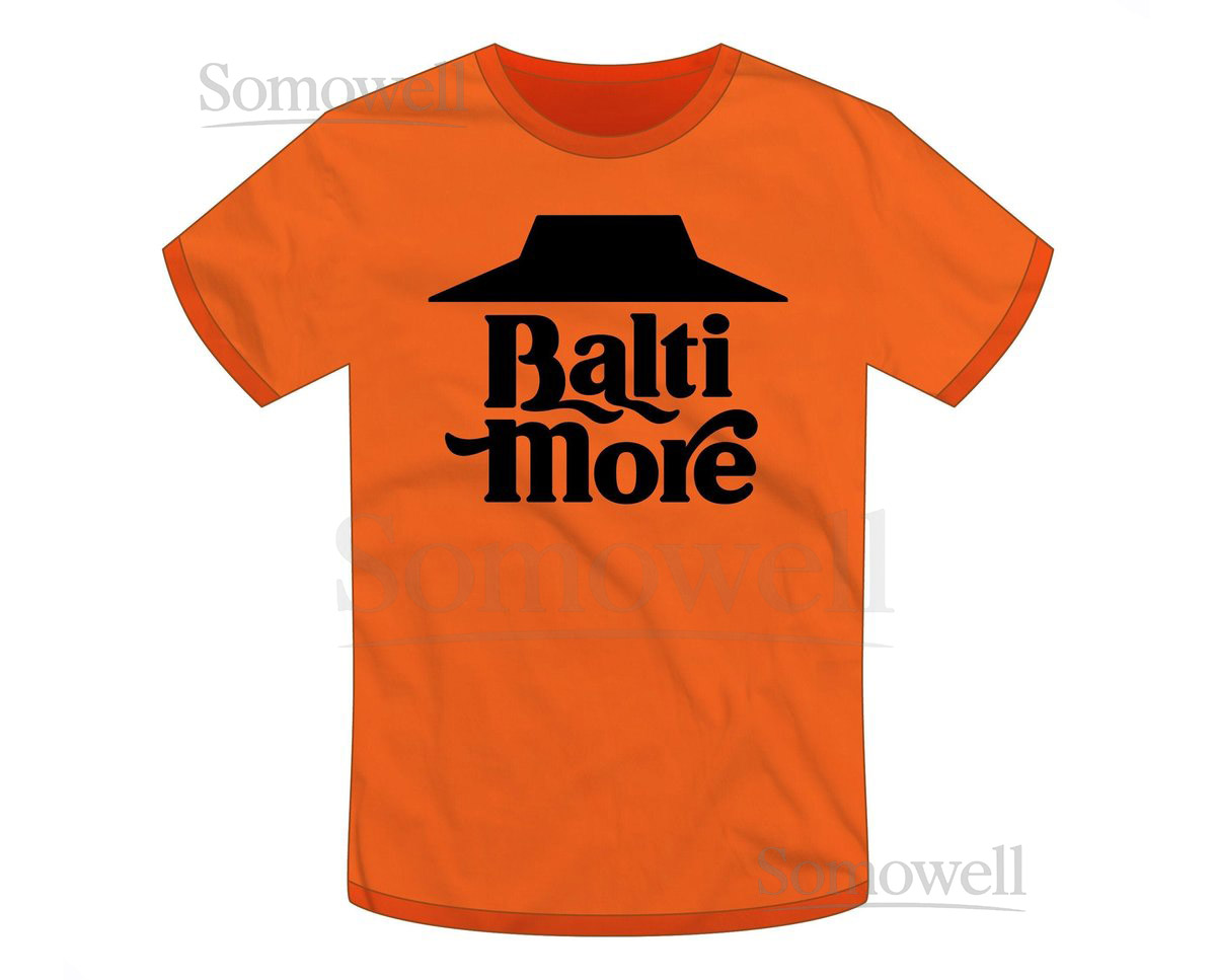 Baltimore Maryland -ORANGE SERIES- quotBmore Deliveryquot T-shirt Retro Baltimore Pizza Hut Dan Deacon Artscape Orioles Super Rad Design_82